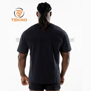 Camiseta de algodón 100% para hombre con hombros descubiertos y cuello redondo de gran tamaño de alta calidad, estampado personalizado, estilo cuadrado liso, longitud larga, Parte delantera en blanco - Product Image 2