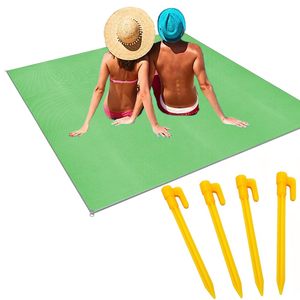 150x200cm telo mare leggero pieghevole a prova di sabbia verde/blu/arancione con 4 pioli - Product Image 1