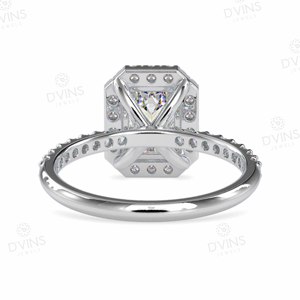 VS Lab Grown 14k/18k Gold Engagement Ring 2 Carat Emerald Cut Halo Diamond Classic Style for Women's Wedding and Party - Product Image 4