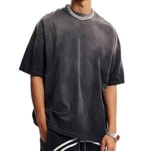 Camisetas de Verano para Hombre, Estilo Urbano, Corte Holgado, Color Sólido, Logotipo Personalizado, 100% Algodón Grueso, Camisetas Cortas para Hombre - Product Image 3