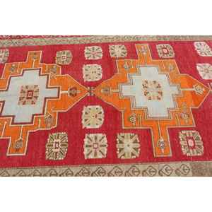 Tapis turc 5,1 x 13,5 pieds, tapis de couloir vintage, tapis à motifs floraux rouges - Product Image 5