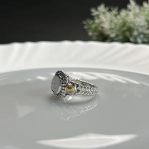 Anillo clásico de Plata de Ley 925 con piedras preciosas de piedra lunar, joyería unisex - Product Image 5