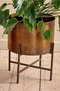 Pots de fleurs en fer fini cuivre de forme ronde pour plantes d'intérieur avec support et protection antirouille pour prix de vente à l'exportation - Product Image 2