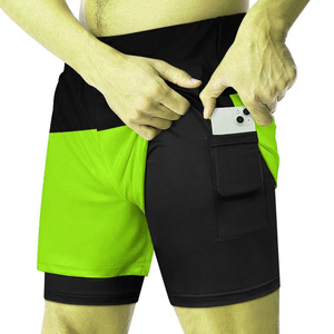 Pantalones cortos de gimnasio de cintura alta para entrenamiento deportivo con bolsillos Pantalones cortos deportivos transpirables para hombres - Product Image 3