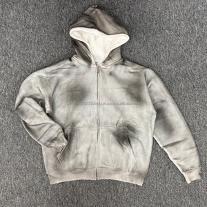 Sudadera con Capucha Personalizada de Alta Calidad, Estilo Vintage, con Cierre, Diseño Urbano, Lavado Ácido, para Hombre - Product Image 3