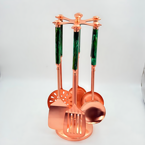 Juego de 6 Utensilios de Cocina de Acero Inoxidable con Mango de Resina, Acabado en Cobre, Juego de Alta Demanda, Precio Más Bajo en Oferta en India - Product Image 2