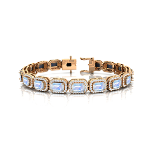 Bracelet tennis en pierre de lune arc-en-ciel à coupe géométrique naturelle, serti à griffes en or 14 carats, cadeau de mariage et de fête, pierre précieuse - Product Image 2