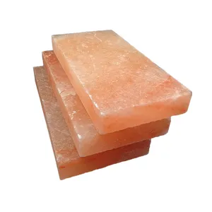 Himalayan natural Cooking Tiles / Bricks / Blocks / Crystal Rock Salt Slabs Natural Craft grilling plate with metal steel tray