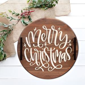 Elegante lujo 2025 Vintage Navidad bandeja decorativa para servir Metal y madera desayuno nueces postres bandeja - Product Image 3