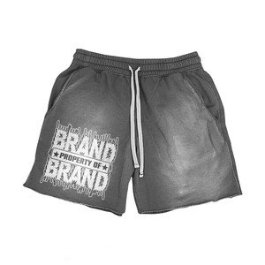 Women Black Acid Wash Shorts 320 GSM Cotton Polyester French Terry Screen Print Custom Logo Casual Fit women's shorts - Product Image 4
