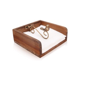 Estuche de madera de estilo nórdico Estuche de almacenamiento Caja de soporte Servilletero Organizador Caja de pañuelos Soporte con tapas de madera - Product Image 1