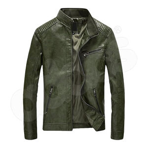 แจ็กเก็ตหนังสำหรับผู้ชายสีตามสั่ง-ส่งออกจากปากีสถานแจ็คเก็ตหนังเทียมแบบลำลองมีซิปรูดทรงสลิม - Product Image 1