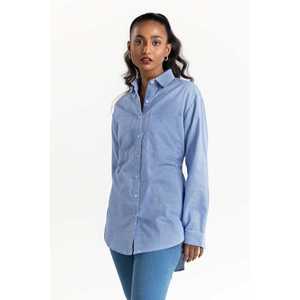 Camisa Casual a Cuadros Azules con Botones, Tela Popelina, Estilo Simple -224-217-031 - Product Image 3