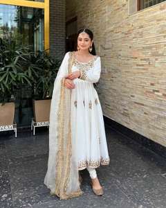 Venta al por mayor de ropa de fiesta de diseñador muselina de algodón secuencia bordado vestido de trabajo y pantalón con Dupatta conjunto listo para usar vestido - Product Image 2