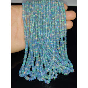 Perles lisses en opale bleue lavande, perles éthiopiennes en vrac pour la fabrication de bijoux - Product Image 2