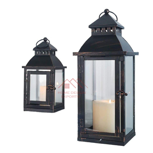 Lanterne à bougie en métal noir fini, lanterne artisanale pour la décoration de l'Aïd, lanterne de jardin en bois - Product Image 4