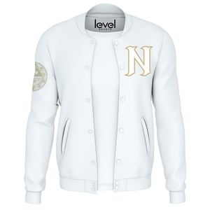 Chaqueta Varsity Unisex de Alta Calidad, 320gsm, Cuello Alto, Cierre de Cremallera, Resistente al Viento, Corte Ajustado, Estilo Urbano, Letterman - Product Image 1