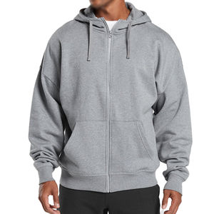 เสื้อฮู้ดผู้ชายไซส์ใหญ่สำหรับฤดูหนาว แบบซิปคลุมหน้า ผ้าฟลีซคอตตอน 100% สีพื้น ล้างสีแล้ว รับสกรีนโลโก้ตามแบบ - Product Image 6