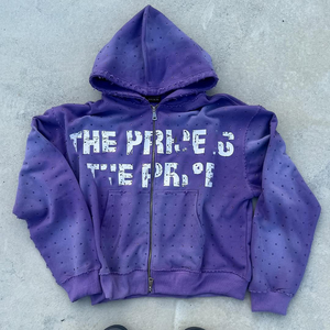 เสื้อฮู้ดโอเวอร์ไซส์ผู้ชายผ้าคอตตอนโอเวอร์ไซส์ผ้าคอตตอนพิมพ์ลายปัก3D ลายตัวหนังสือโอเวอร์ไซส์ดีไซน์หรูหราแบบวินเทจ - Product Image 1