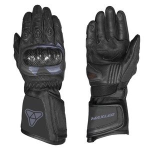 Gants de sport en cuir véritable pour hommes, longs et compatibles avec l'écran tactile, équipement de protection pour la course de rue pour l'hiver - Product Image 1