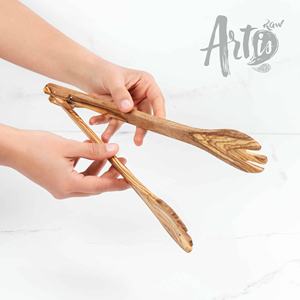 Grandes pinces à salade en bois d'olivier faites à la main Outils de cuisine écologiques - Product Image 3