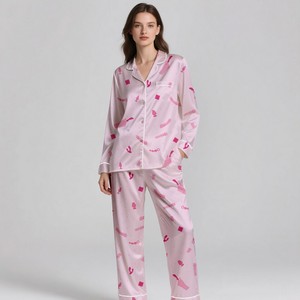 Adult Luxury <b>Silk</b> Satin Pajamas Set Summer Spring Lightweight Digital Printing Elegant Sleepwear Breathable Nightwear - Product Image 5