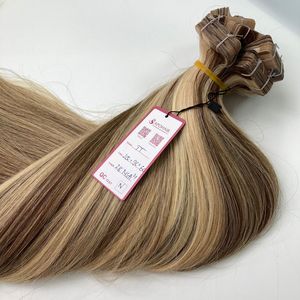 Vente en gros 28 pouces 100% vierge Remy bande de cheveux humains dans les extensions teints 12A qualité Style droit Machine Double trame de cheveux - Product Image 5