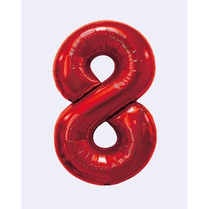 Palloncini Numero Rosso N8 45cm, Confezione da 12 Pezzi per Feste - Product Image 1