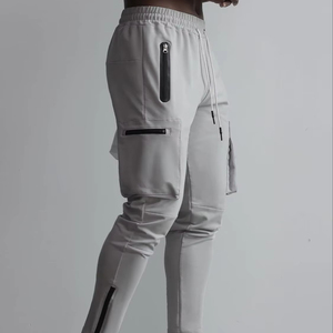 Wholesale 100% Cotton <b>Men's</b> Cargo <b>Jogger</b> Pants <b>Slim</b> <b>Fit</b> Warm Casual Plain Trousers Low Waist Straight Stacked Pattern OEM Logo - Product Image 1