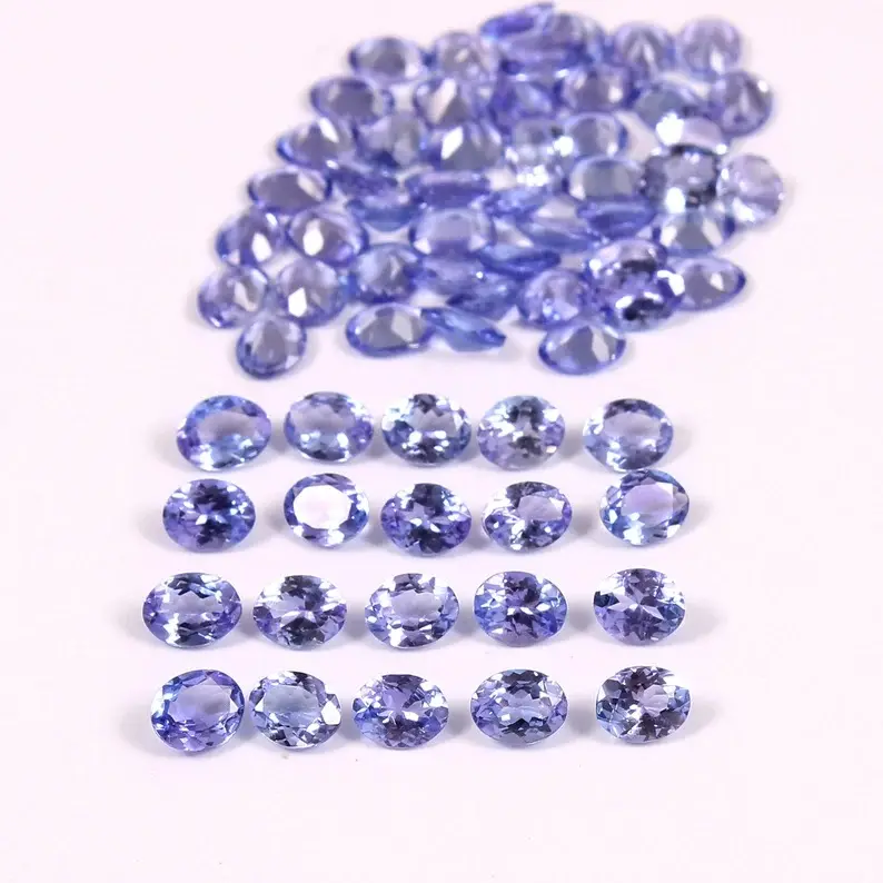 Tanzanite biru 6x8mm batu potongan Oval longgar segi untuk perhiasan-grosir batu Oval Tanzanite dengan harga yang baik Per karat