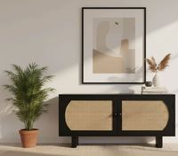 Mueble de Madera de Alta Calidad Estilo Japandi con Almacenamiento para Sala de Estar, Soporte para TV, Diseño Moderno para Aplicaciones Rurales