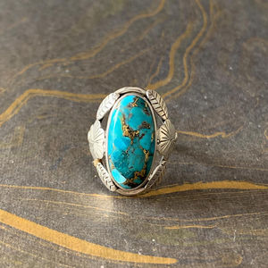 Bague en cuivre bleu turquoise de créateur (5,9 grammes) pour les occasions de cadeaux - Product Image 1