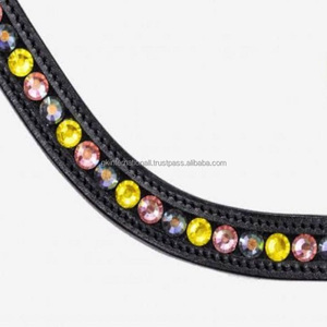 Elegante 1 Fila Cristales de vidrio Diamantes de imitación decorativos mega Bling incrustaciones canal vacío cuero ceja de caballo banda en tamaños de mazorca completos - Product Image 1