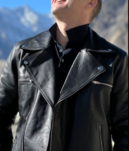 Chaqueta de cuero de talla grande de alta calidad, chaqueta de cuero para uso en exteriores, chaqueta de cuero para hombre con cuello levantado - Product Image 4