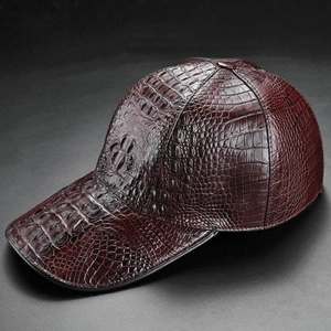Gorra de béisbol de cuero genuino con textura de cocodrilo, unisex, con relieve de color sólido, duradera, para todas las estaciones. - Product Image 2
