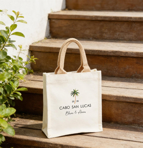 Sac fourre-tout en toile personnalisé avec imprimé palmier pour mariage à destination, sac cadeau tropical personnalisé pour cadeau de demoiselle d'honneur - Product Image 2
