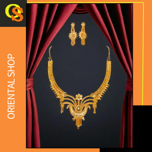 Ensemble de boucles d'oreilles collier de style tendance avec plaqué or 22 carats Style Premium femmes porter collier boucles d'oreilles ensemble bijoux - Product Image 2