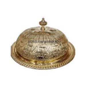 Haute Qualité Plaqué Or Vintage Designer Gravé Qualité Supérieure En Métal Fait Attrayant En Métal Alimentaire Dôme Hotelware Fournitures - Product Image 1