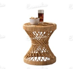 Meubles ronds décoratifs en rotin pour balcon, terrasse en rotin, table basse, pouf pour jardin, salon, console avec incrustation d'os - Product Image 6