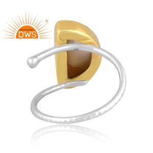 Dernières tendances bague en argent sterling fin naturel doré pierre du soleil pierre précieuse demi-lune conception bijoux personnalisés pour les femmes - Product Image 4