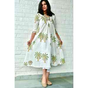 Camiseta Clásica Transpirable con Estampado Artesanal de Palmeras, Manga Larga, Cuello en V, Cintura Holgada, para Uso Diario - Product Image 2