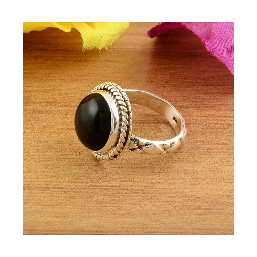 Natural Black Onyx Silver Ring Handmade 925 Sterling Silver Ring Oval Shape Designer Ring December Birthstone