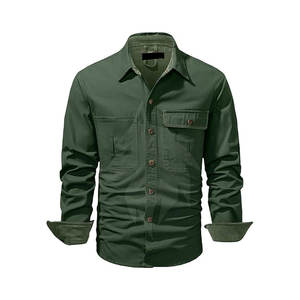 Meilleur prix Col haut Chemises décontractées cargo en coton pour hommes Taille XL Matériau polaire respirant Conception personnalisée Motif imprimé - Product Image 1