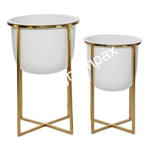 Accent bleu Pots de fleurs en gros qualité haute émail jardinière support Table affichage de sol décoratif jardinière ensemble aux meilleurs prix - Product Image 3