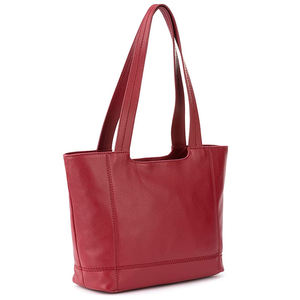Sacs fourre-tout en cuir de couleur unie et à motif de logo de broderie personnalisé pour femmes en cuir véritable avec fermeture à glissière - Product Image 6