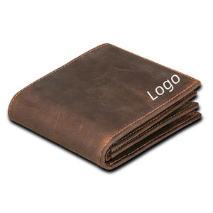 Cartera de Cuero Genuino Negra para Hombre, Diseño Vintage, Doble Pliegue, con Bloqueo RFID, Personalizable con Logotipo, Directo de Fábrica GENTS GARB - Product Image 1