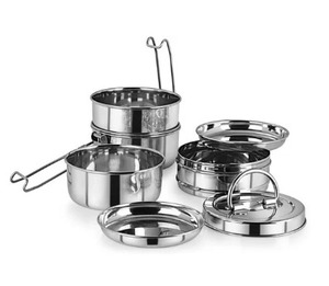 Boîte à lunch en acier inoxydable durable avec logo personnalisé, clip de verrouillage, compartiment à tiffin uni de qualité alimentaire 9*4 pour le bureau, les adultes, les pique-niques - Product Image 6