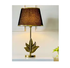 Simple design metal table lamp leaf stand designer brown fabric Indoor Lighting metal table lamp at cheap price