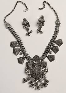 Conjunto de Collar de Plata Antigua Oxidada, Joyería Boho India Hecha a Mano, Regalo para Ella - Product Image 4