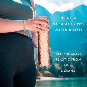 Botella de Agua Ecológica de Cobre Martillado a Mano con Tapa - Diseño Moderno, Calidad Premium y Elegante - Product Image 4